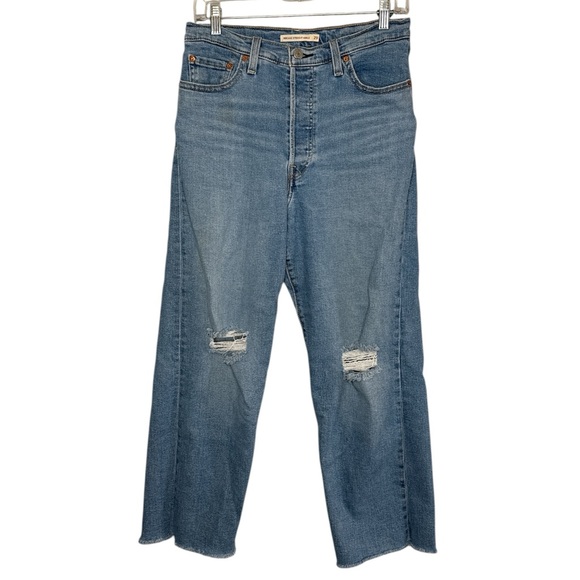 Levi's Denim - Levi's Women's Ribcage Straight Ankle Button Fly Distressed Jeans Size 29